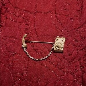 Avon Vintage Phone Gold Brooch with Chain
